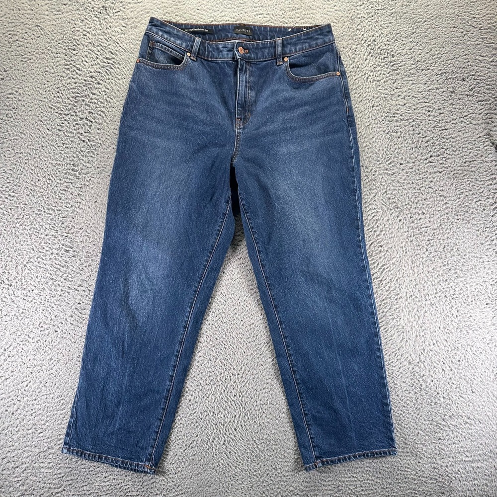Talbots Jeans Womens 14 Blue Cotton Denim Straight Relaxed High-Rise Workwear
